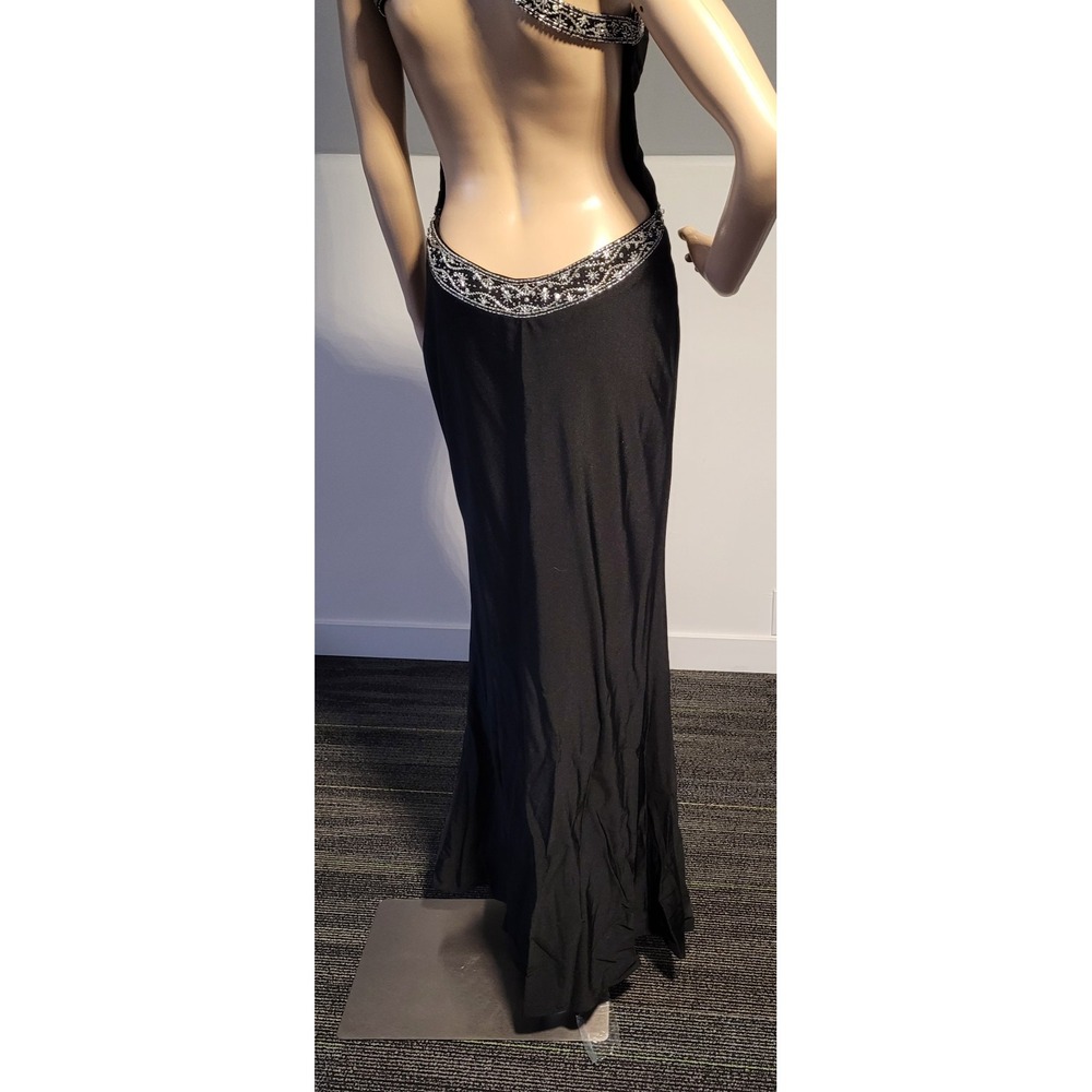 Ladies Black Elegant Dress With Side Zipper , Silver Beading Accents Size Small - Picture 11 of 15